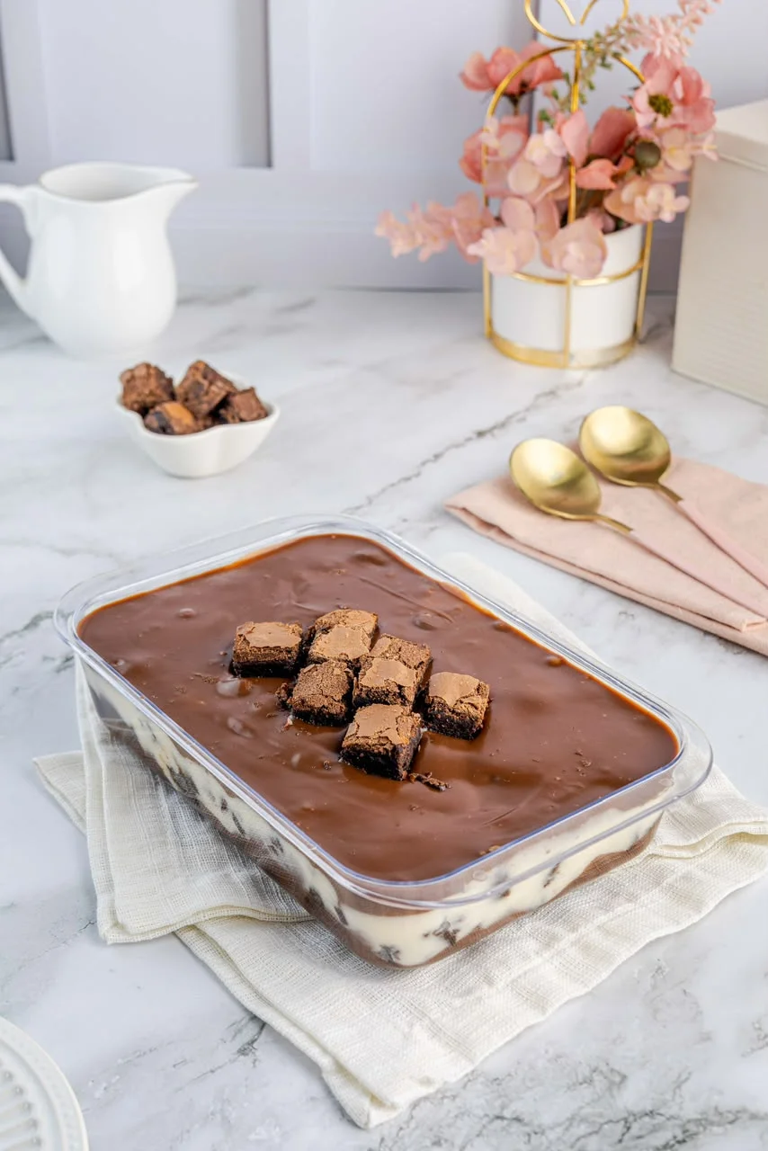 Sobremesa de brownie na travessa